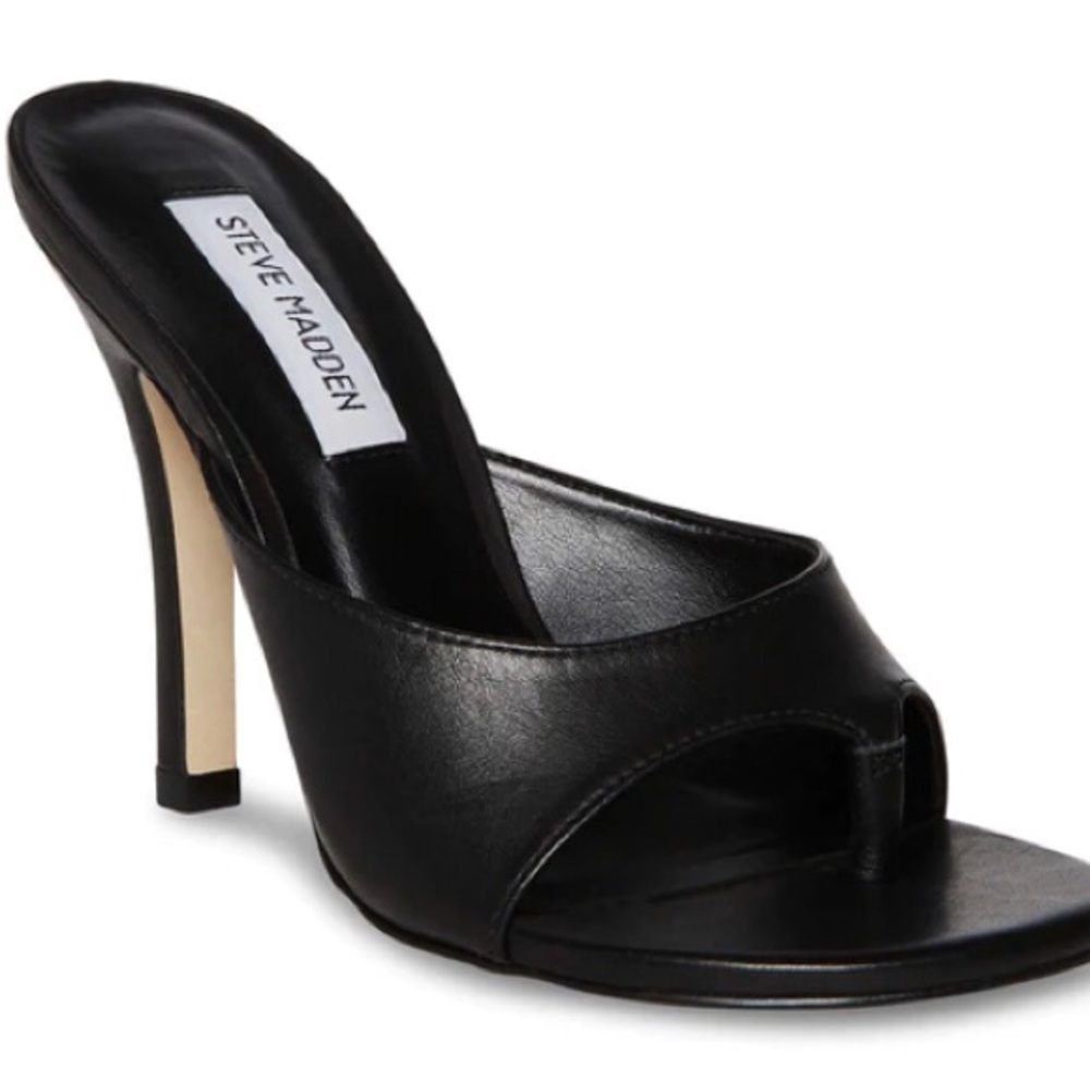 Karina Black Leather Heels